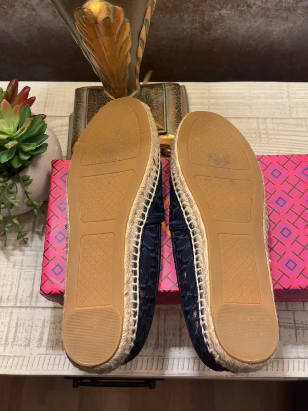 Like New ~ Tory Burch Navy Vegan Leather Espadrilles ~ Size 9.5